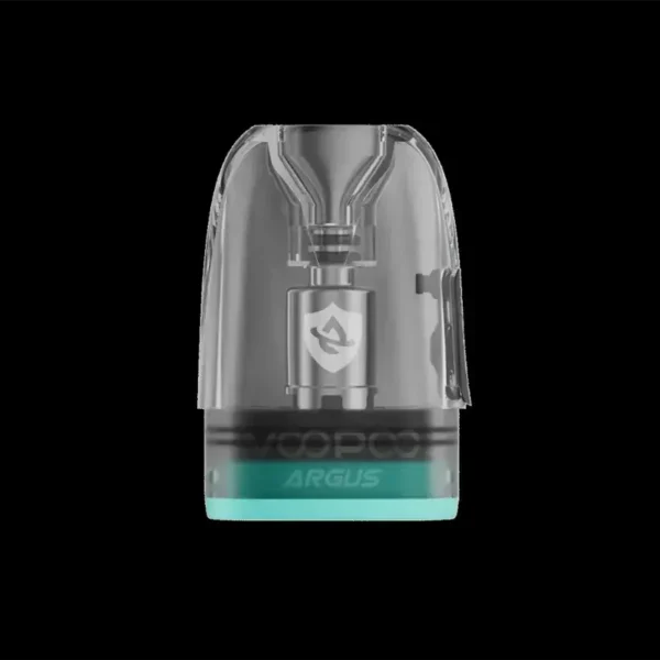 VOOPOO ARGUS G2/P2 通用頂部注油空煙彈 (V2版本)。透明獨立商品照 (Isolated Image)，於純白背景去背展示，清晰呈現 3mL 大容量透明倉體結構與便捷注油口設計。